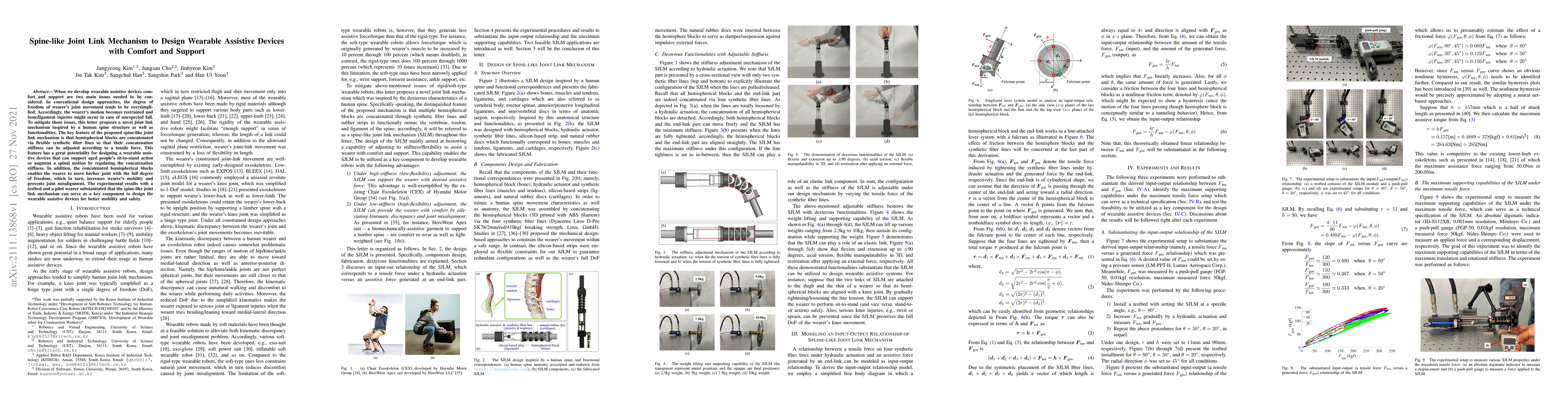Thumbnail for Spine-like Joint Link Mechanism to Design Wearable Assistive Devices
  with Comfort and Support