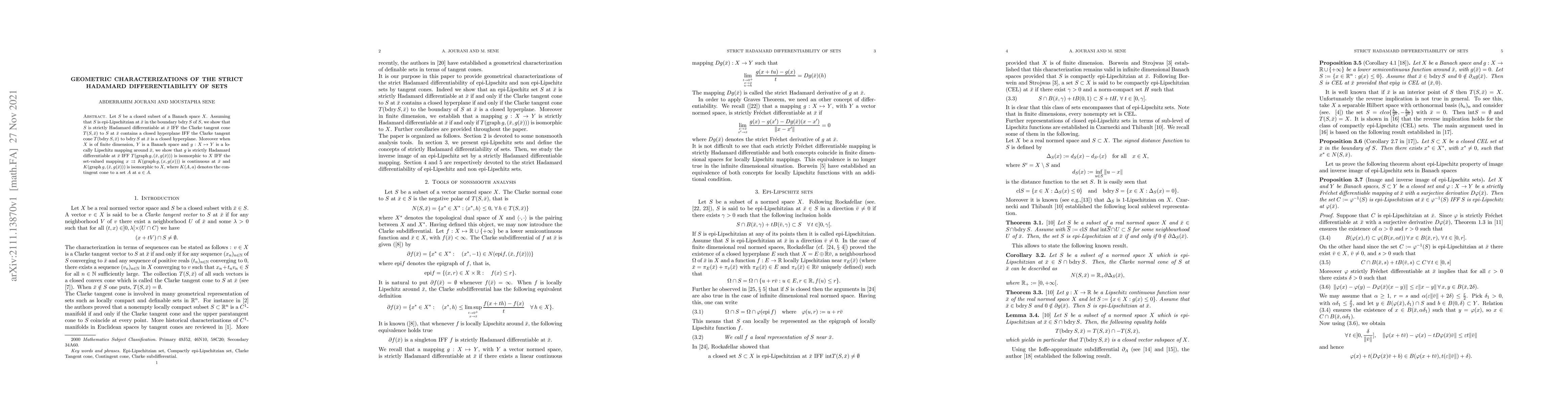 Thumbnail for Geometric characterizations of the strict Hadamard differentiability of
  sets