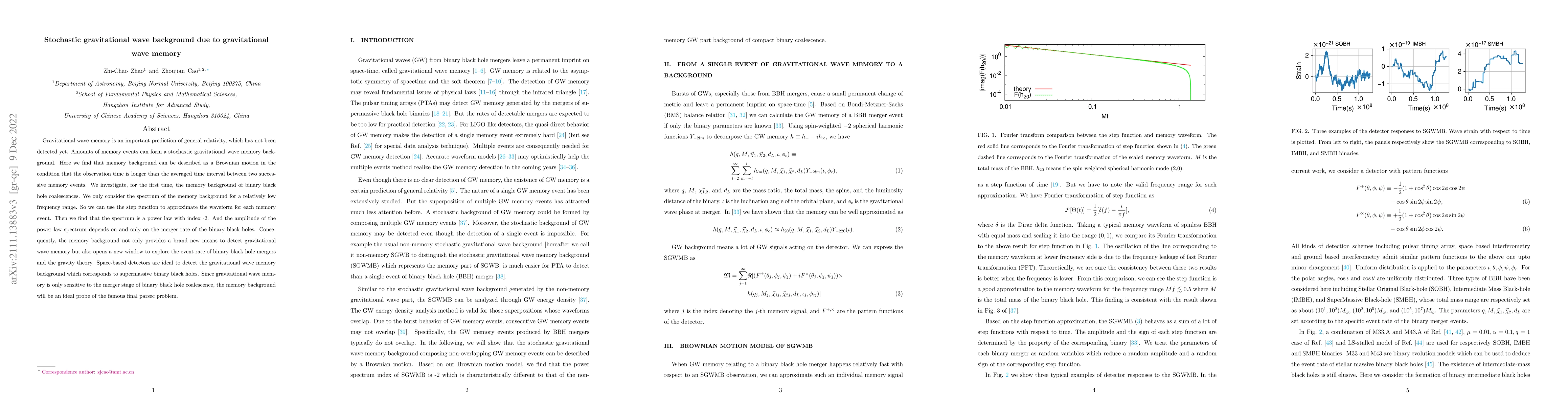 Thumbnail for Stochastic gravitational wave background due to gravitational wave
  memory