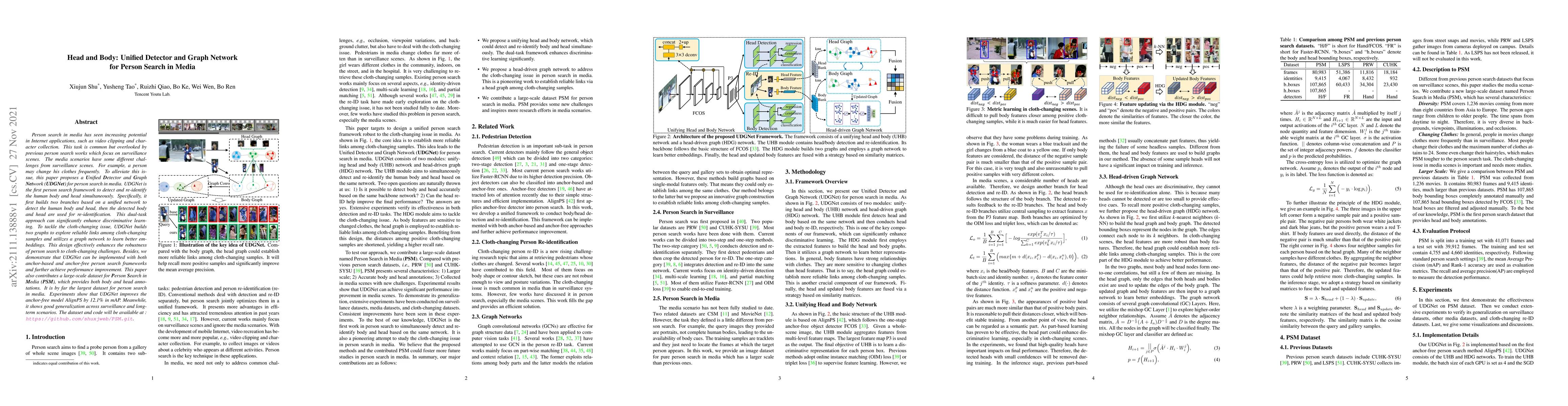 Thumbnail for Head and Body: Unified Detector and Graph Network for Person Search in
  Media