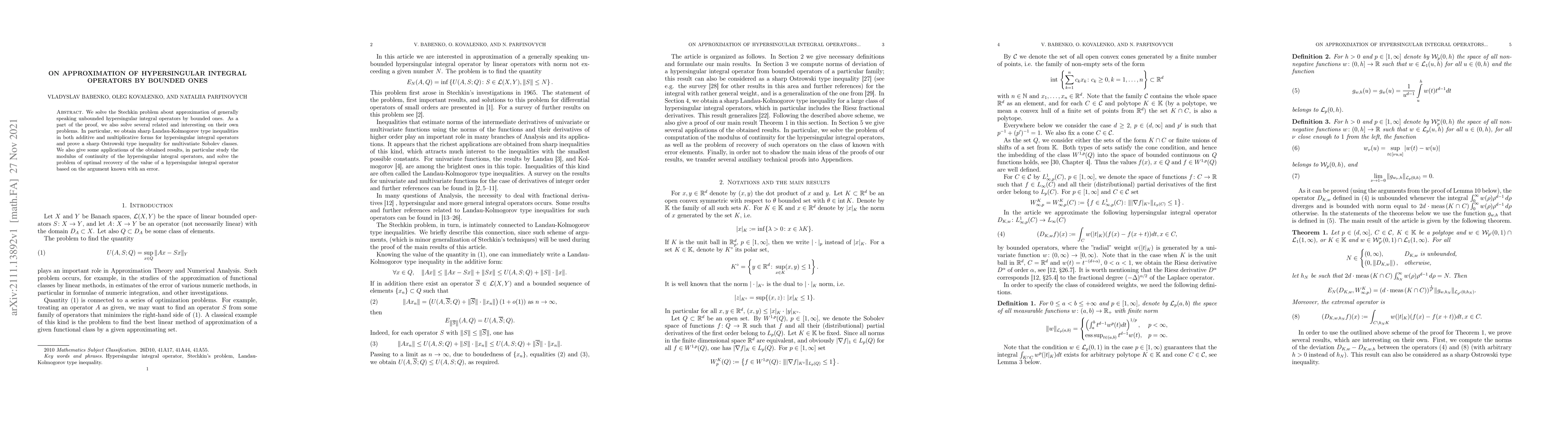 Thumbnail for On approximation of hypersingular integral operators by bounded ones