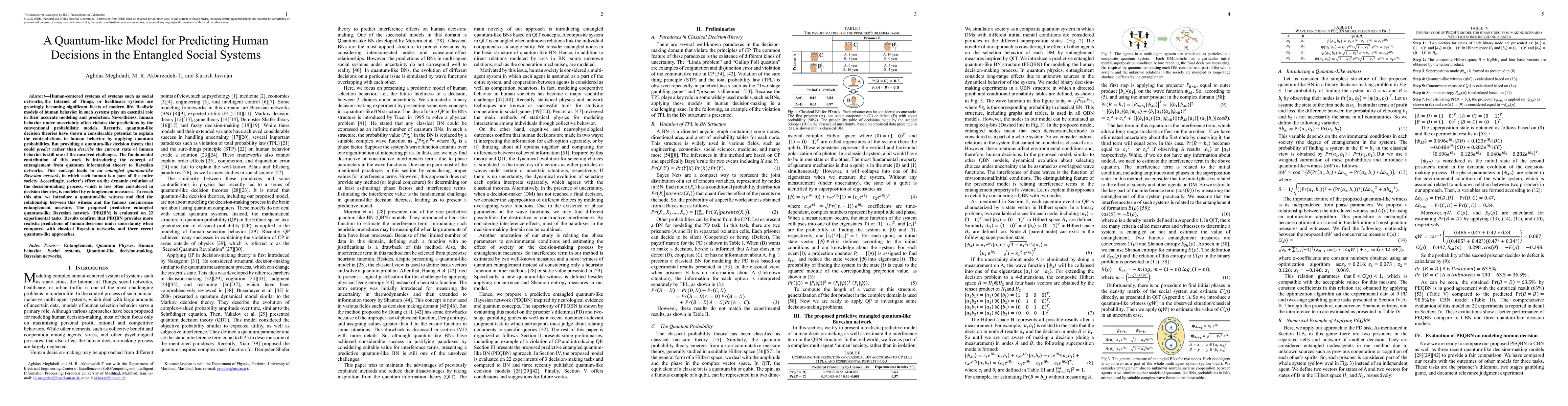 Thumbnail for A Quantum-like Model for Predicting Human Decisions in the Entangled
  Social Systems