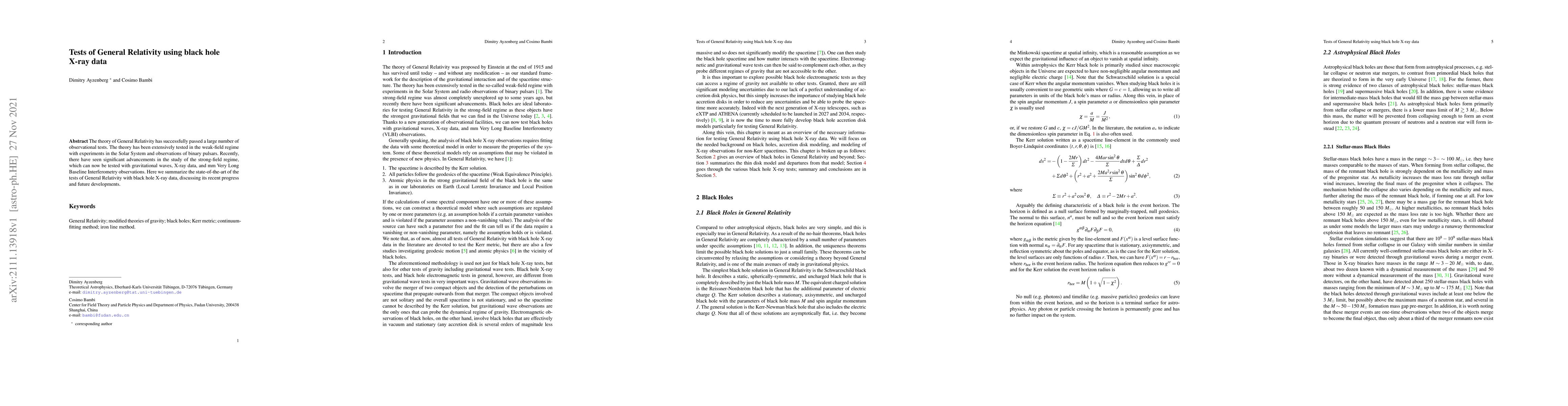 Thumbnail for Tests of General Relativity using black hole X-ray data