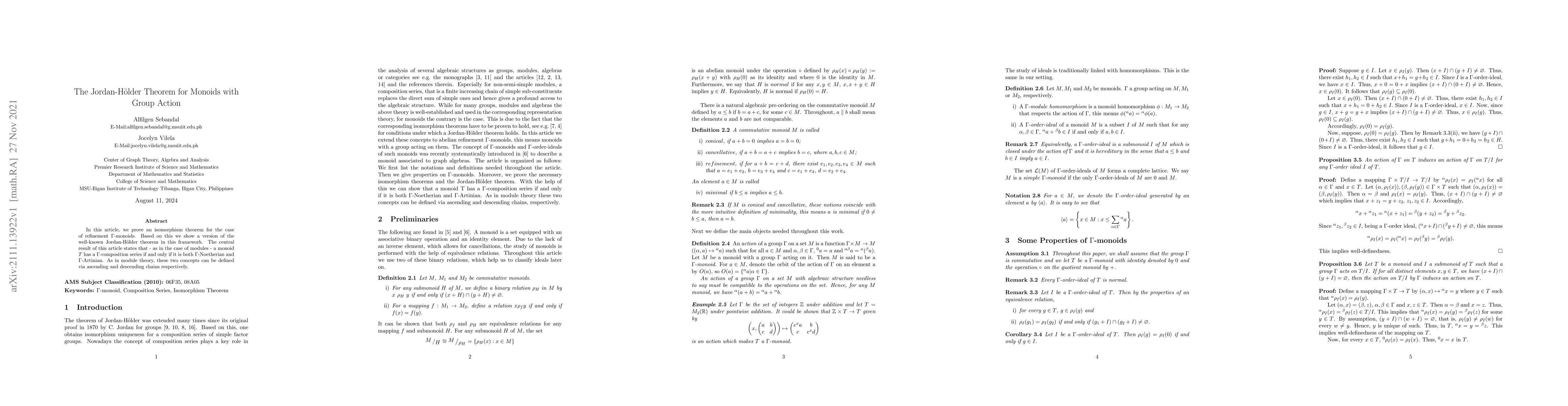 Thumbnail for The Jordan-H\"older Theorem for Monoids with Group Action