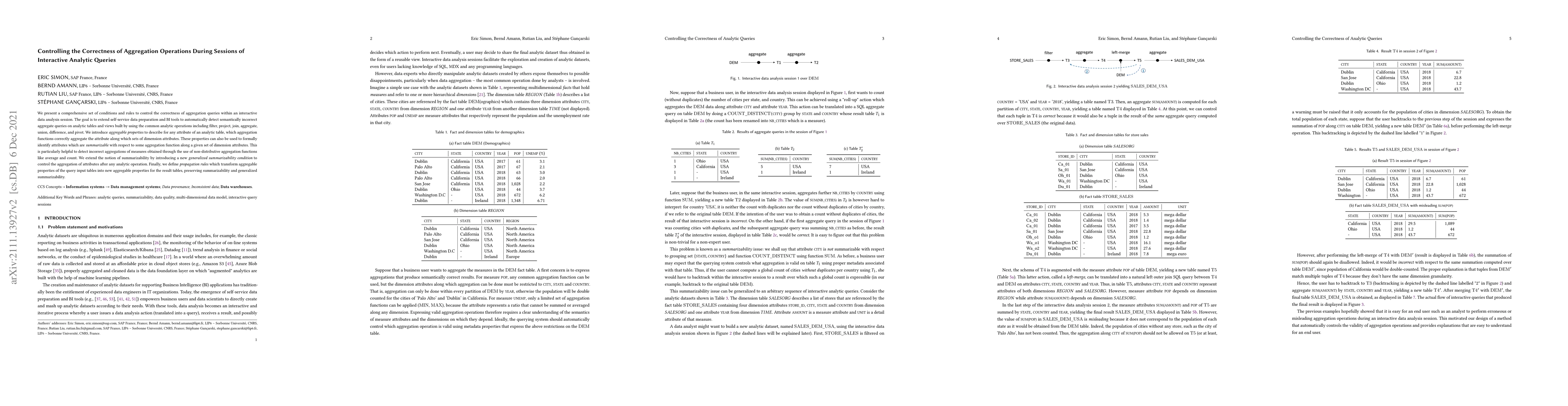 Thumbnail for Controlling the Correctness of Aggregation Operations During Sessions of
  Interactive Analytic Queries