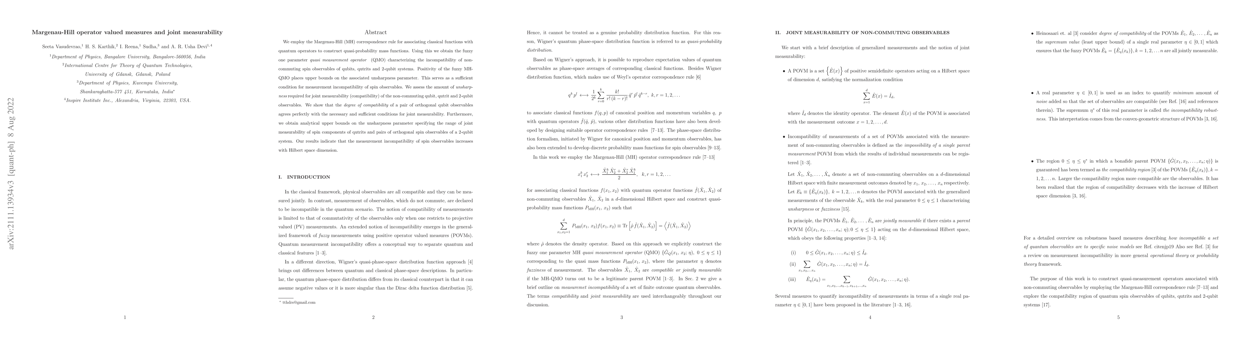 Thumbnail for Margenau-Hill operator valued measures and joint measurability