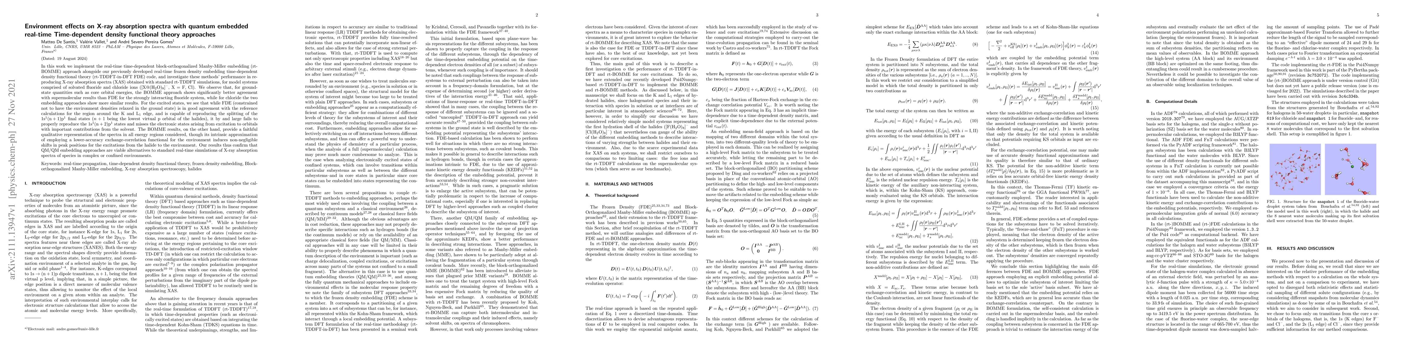 Thumbnail for Environment effects on X-ray absorption spectra with quantum embedded
  real-time Time-dependent density functional theory approaches
