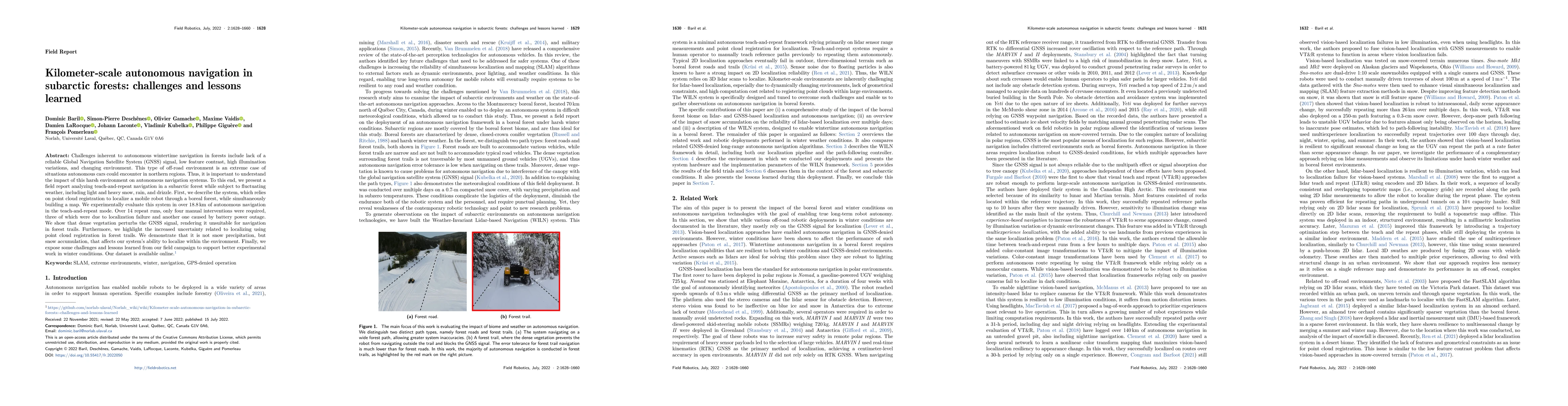 Thumbnail for Kilometer-scale autonomous navigation in subarctic forests: challenges
  and lessons learned