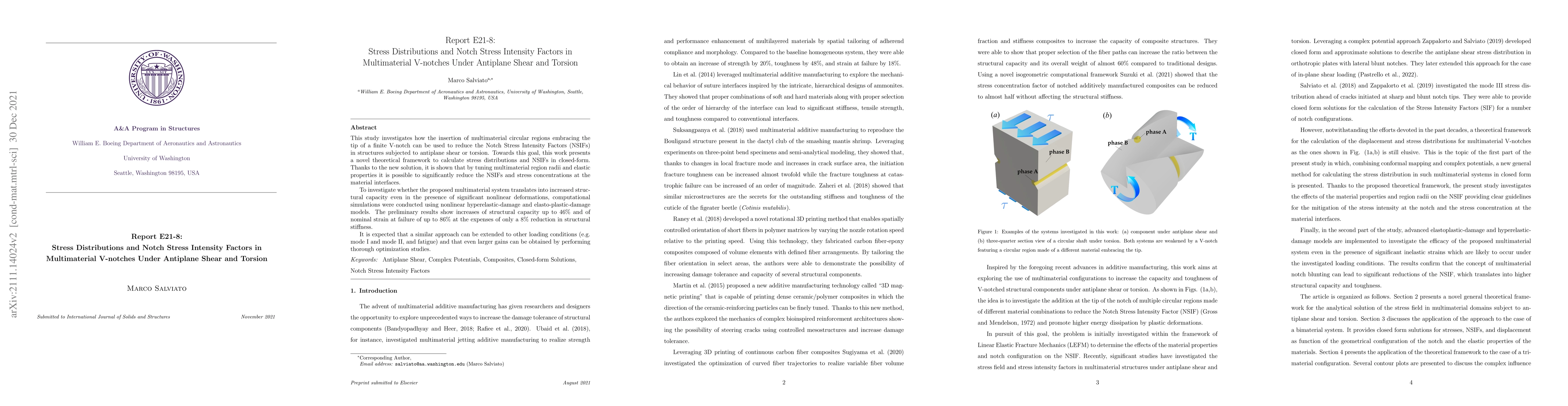 Thumbnail for Stress Distributions and Notch Stress Intensity Factors in Multimaterial
  V-notches Under Antiplane Shear and Torsion
