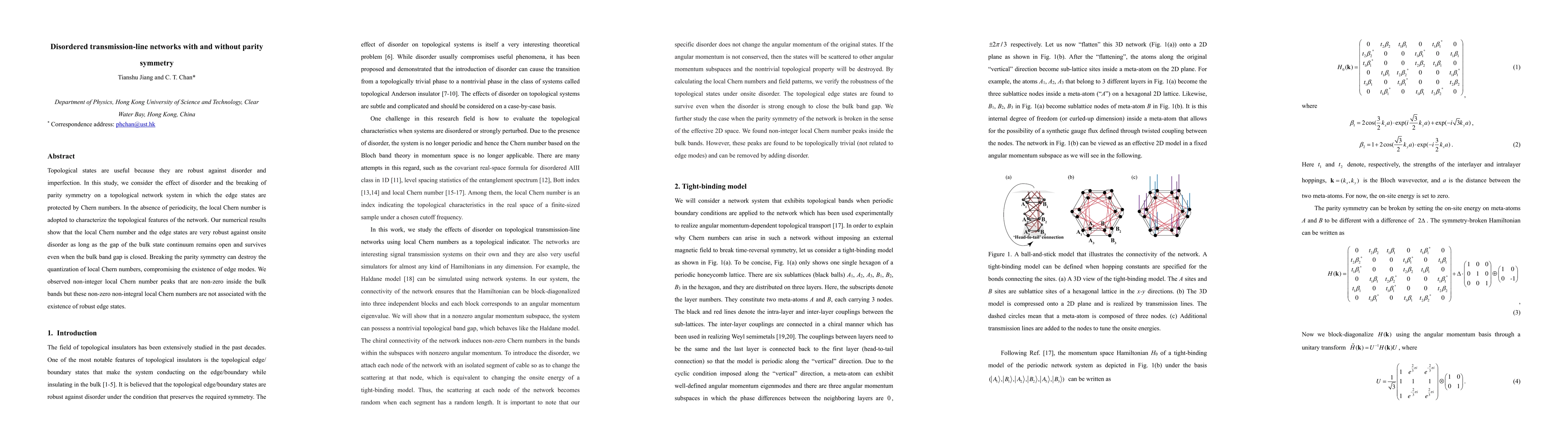 Thumbnail for Disordered transmission-line networks with and without parity symmetry