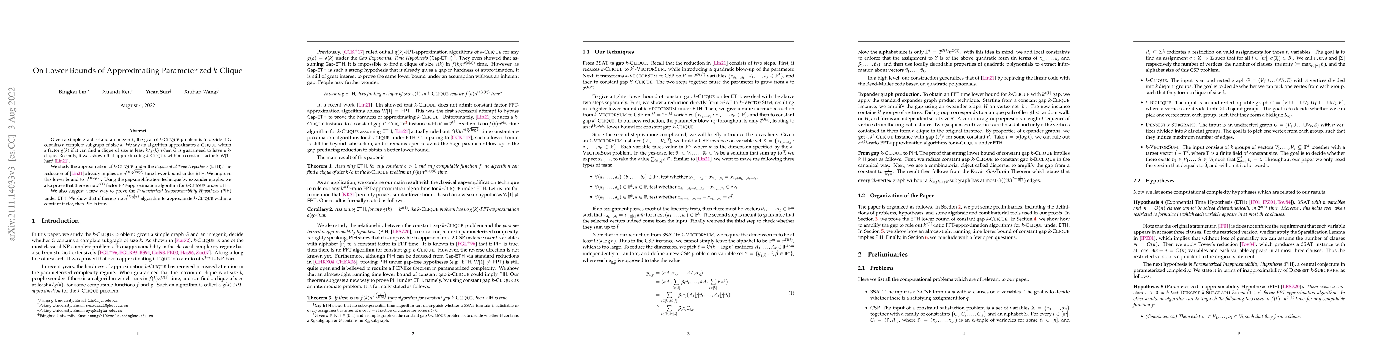 Thumbnail for On Lower Bounds of Approximating Parameterized $k$-Clique