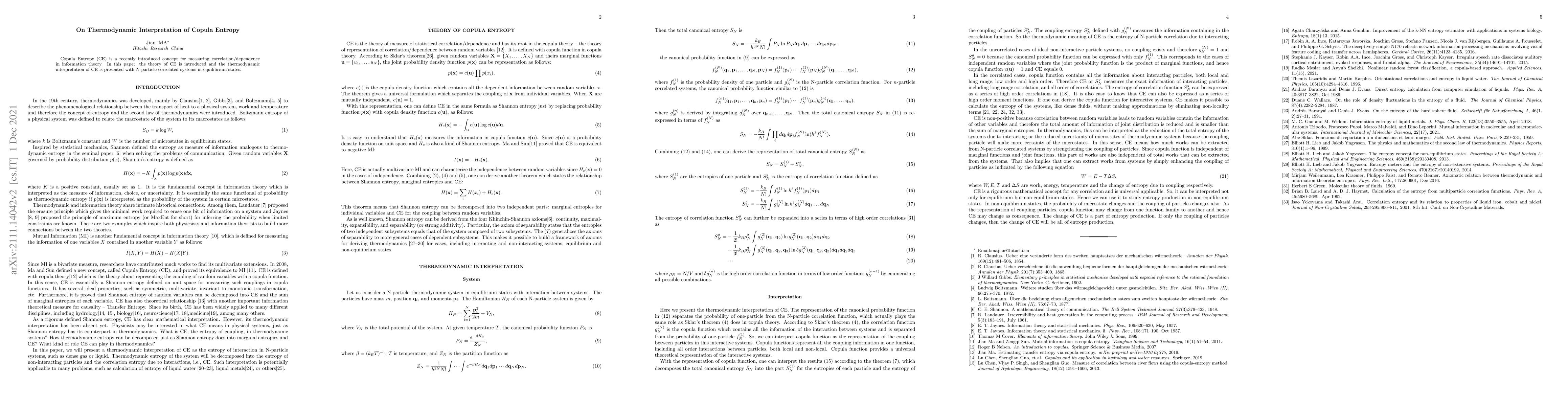 Thumbnail for On Thermodynamic Interpretation of Copula Entropy