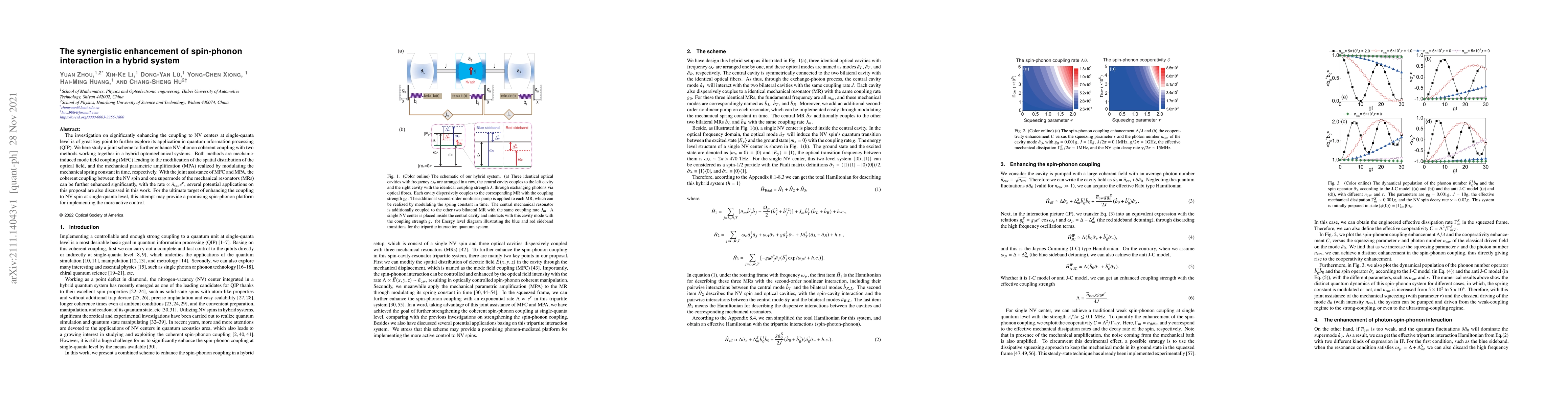 Thumbnail for The synergistic enhancement of spin-phonon interaction in a hybrid
  system