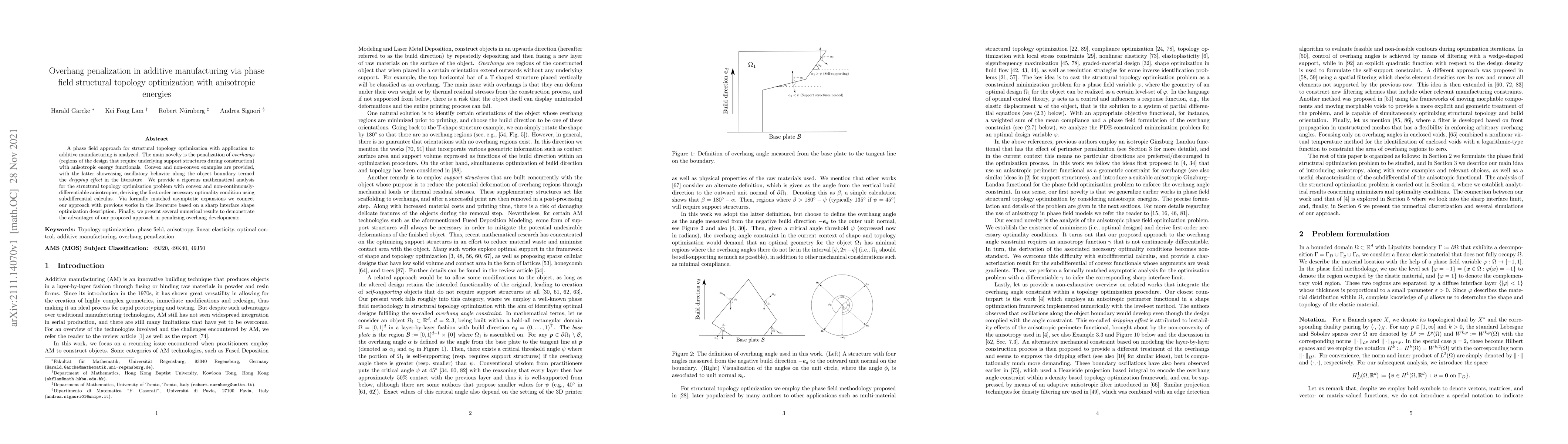 Thumbnail for Overhang penalization in additive manufacturing via phase field
  structural topology optimization with anisotropic energies