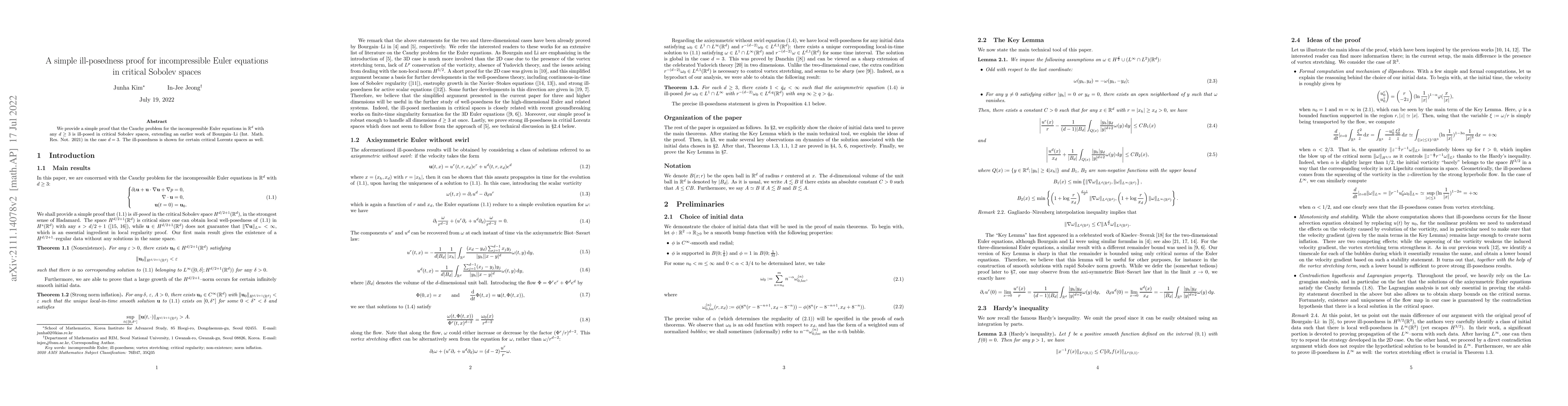 Thumbnail for A simple proof of ill-posedness for incompressible Euler equations in
  critical Sobolev spaces