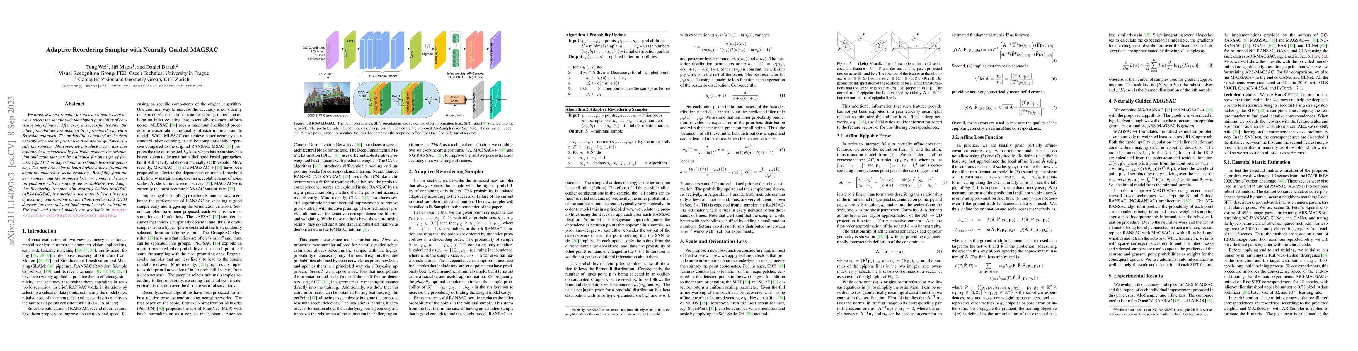 Thumbnail for Adaptive Reordering Sampler with Neurally Guided MAGSAC