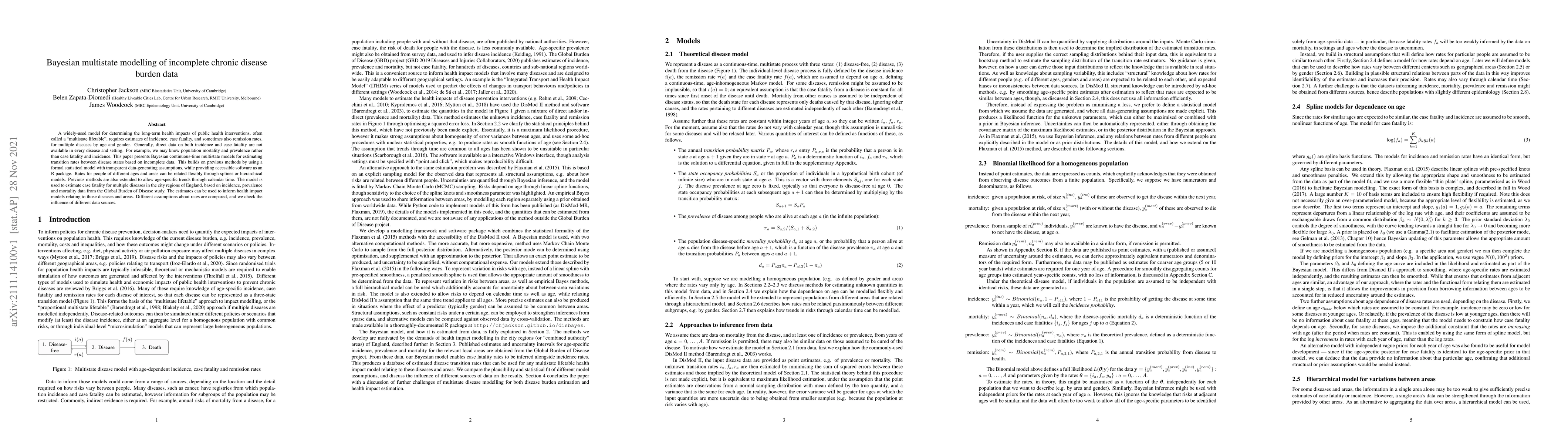 Thumbnail for Bayesian multistate modelling of incomplete chronic disease burden data