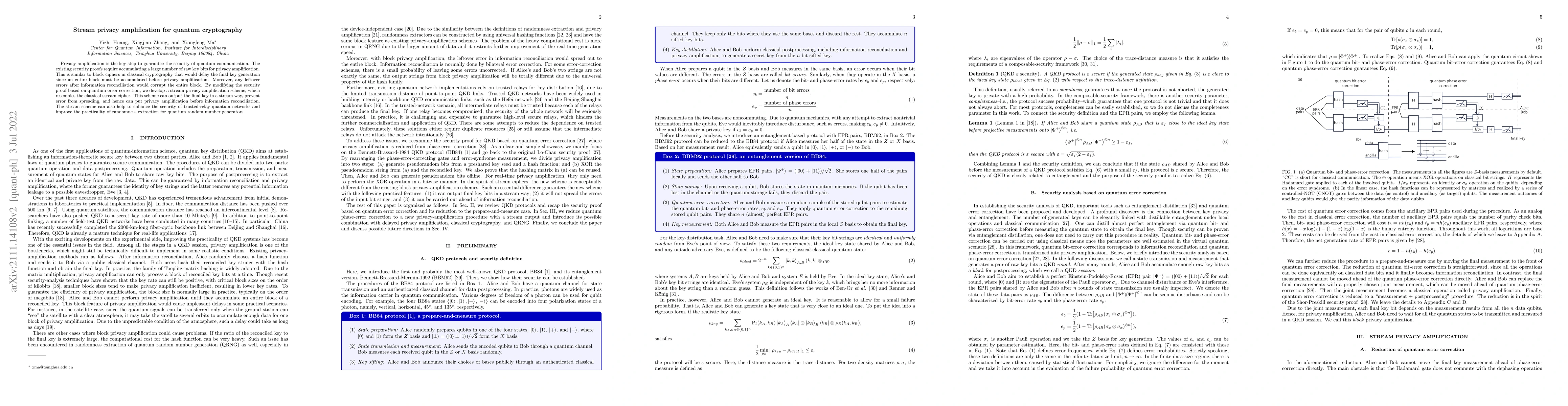 Thumbnail for Stream privacy amplification for quantum cryptography