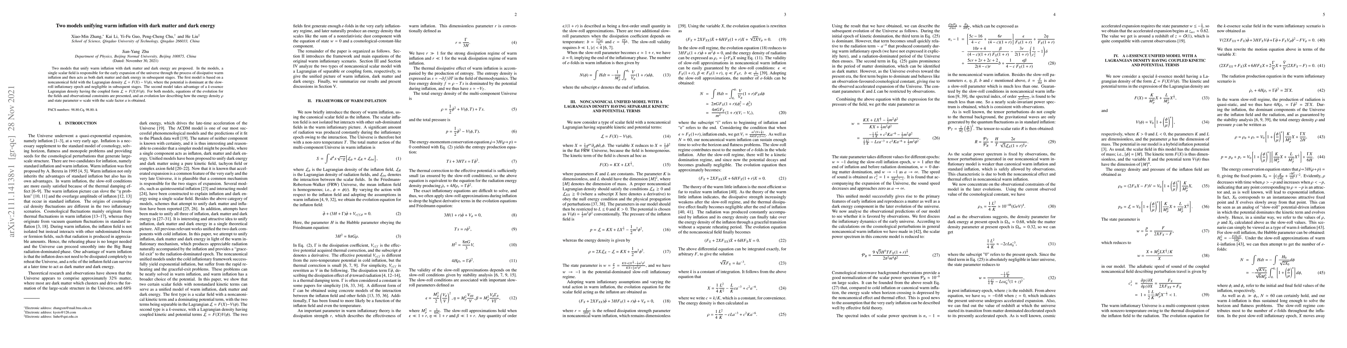 Thumbnail for Two models unifying warm inflation with dark matter and dark energy