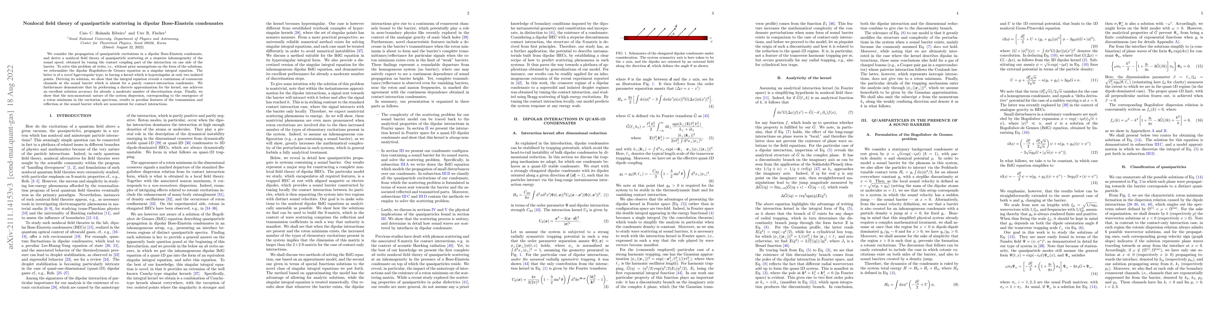 Thumbnail for Nonlocal field theory of quasiparticle scattering in dipolar
  Bose-Einstein condensates