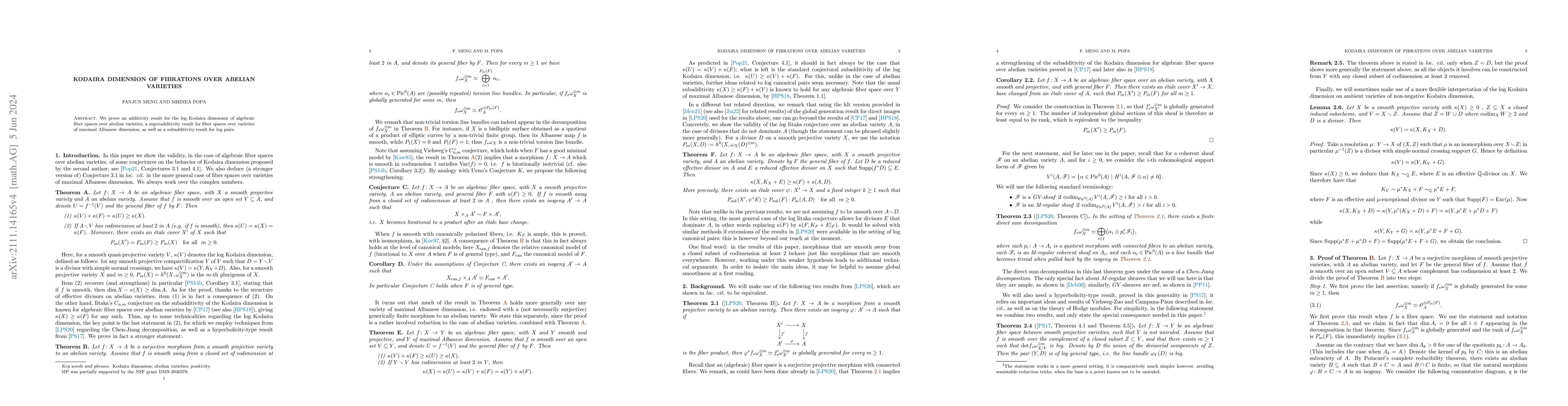 Thumbnail for Kodaira dimension of fibrations over abelian varieties