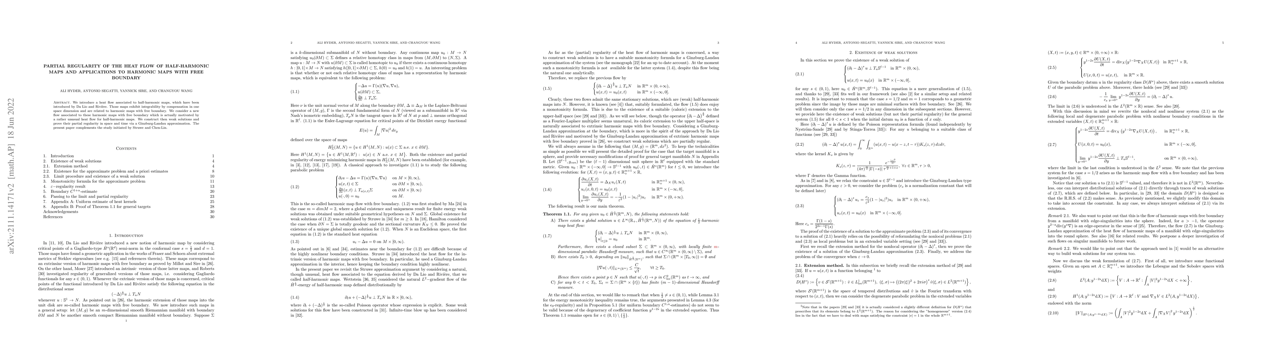 Thumbnail for Partial regularity of the heat flow of half-harmonic maps and
  applications to harmonic maps with free boundary