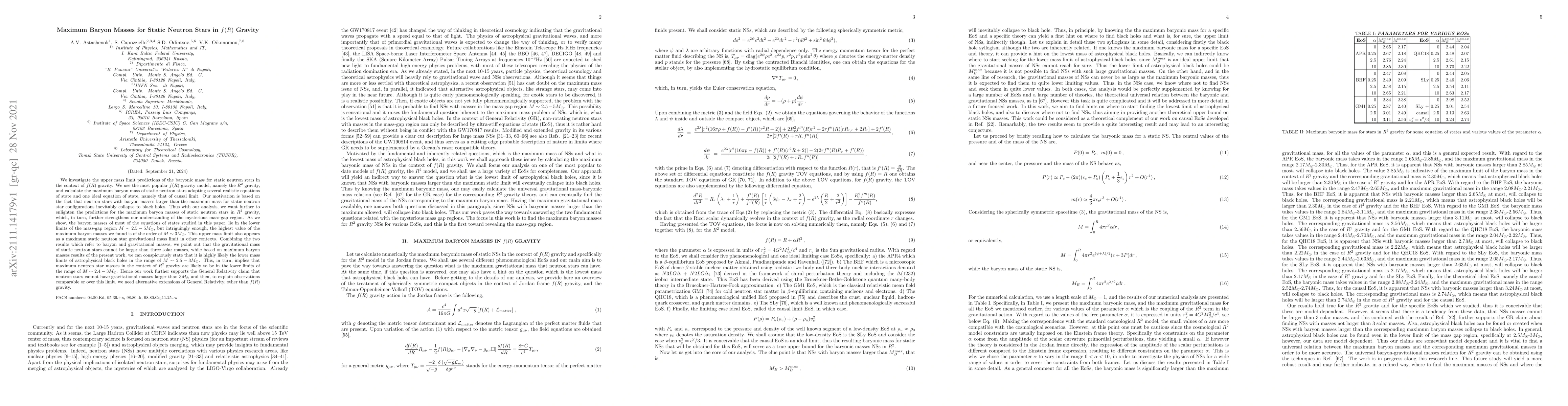 Thumbnail for Maximum Baryon Masses for Static Neutron Stars in $f(R)$ Gravity