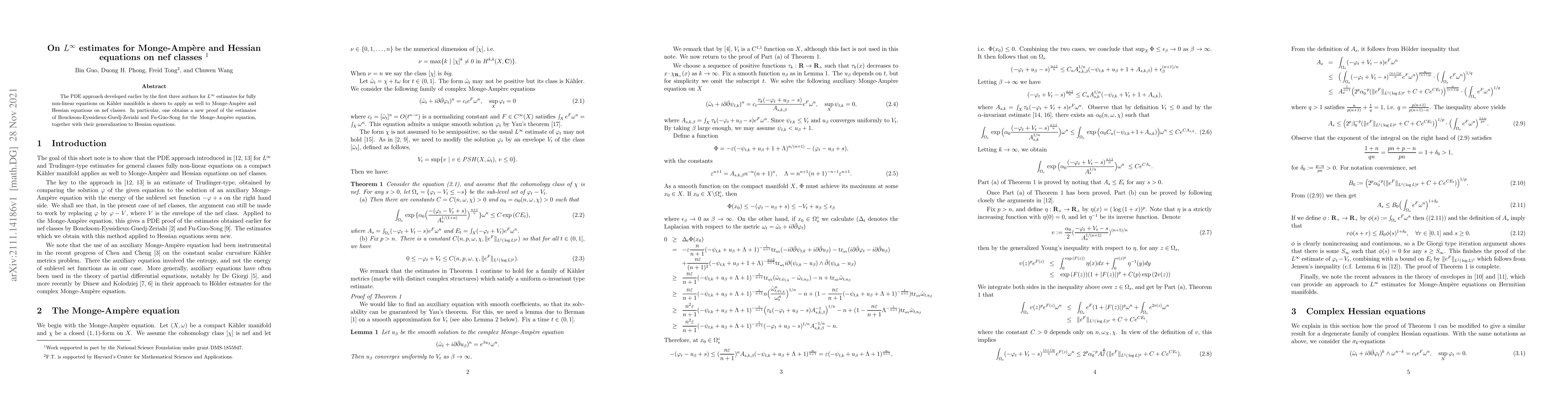 Thumbnail for On $L^\infty$ estimates for Monge-Amp\`ere and Hessian equations on nef
  classes
