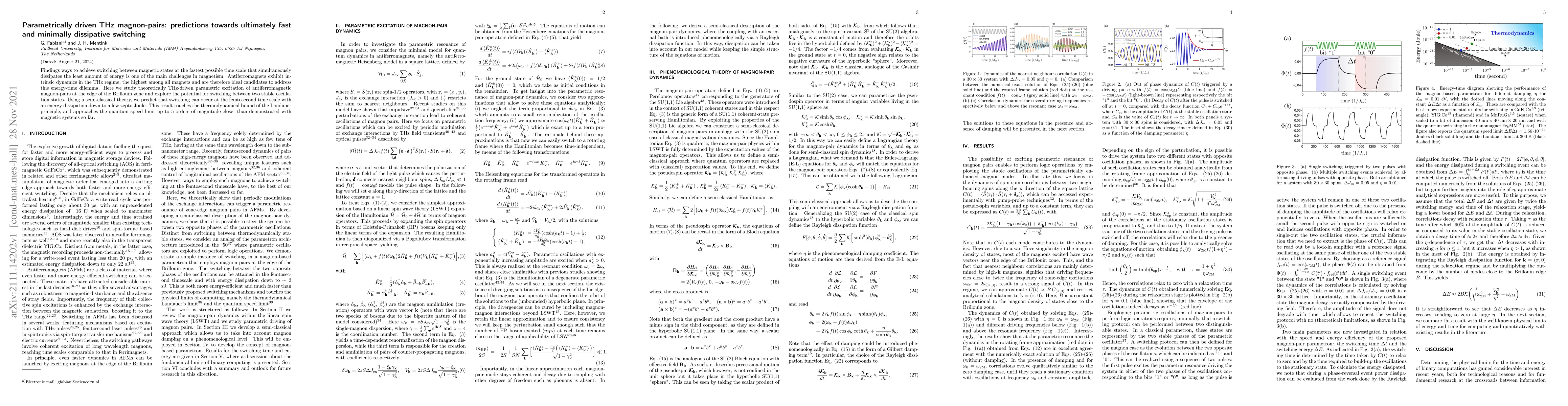 Thumbnail for Parametrically driven THz magnon-pairs: predictions towards ultimately
  fast and minimally dissipative switching