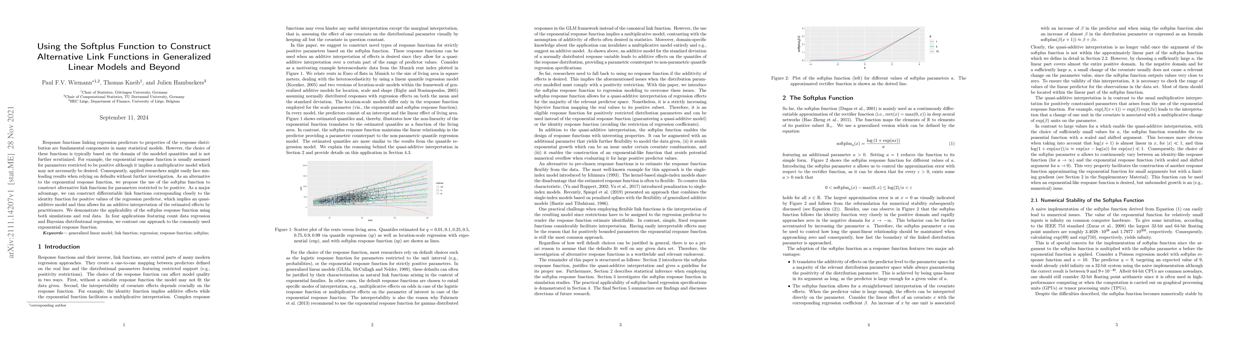 Thumbnail for Using the Softplus Function to Construct Alternative Link Functions in
  Generalized Linear Models and Beyond