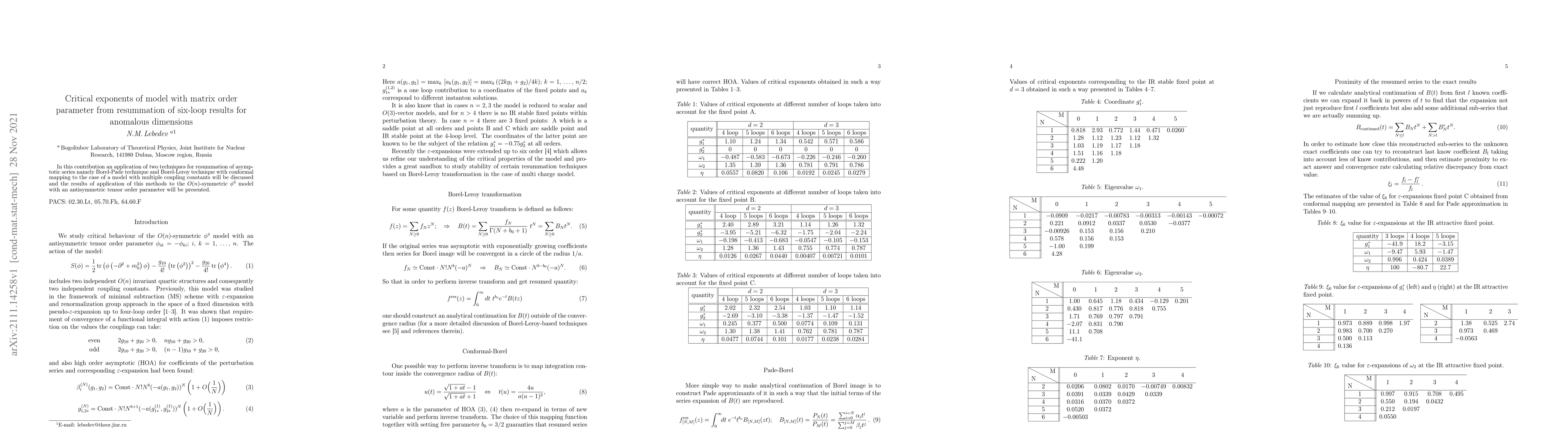 Thumbnail for Critical exponents of model with matrix order parameter from resummation
  of six-loop results for anomalous dimensions