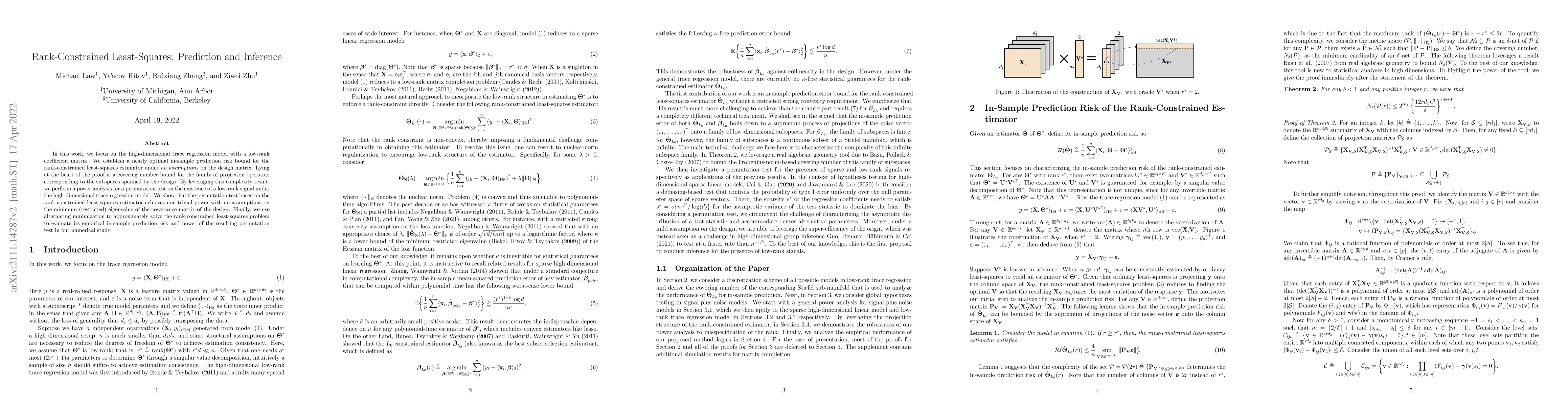 Thumbnail for Rank-Constrained Least-Squares: Prediction and Inference