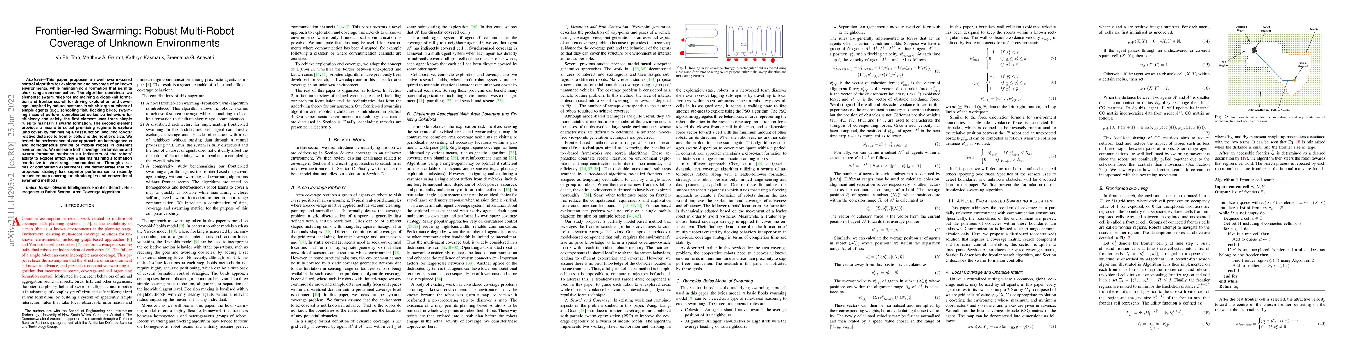 Thumbnail for Frontier-led Swarming: Robust Multi-Robot Coverage of Unknown
  Environments