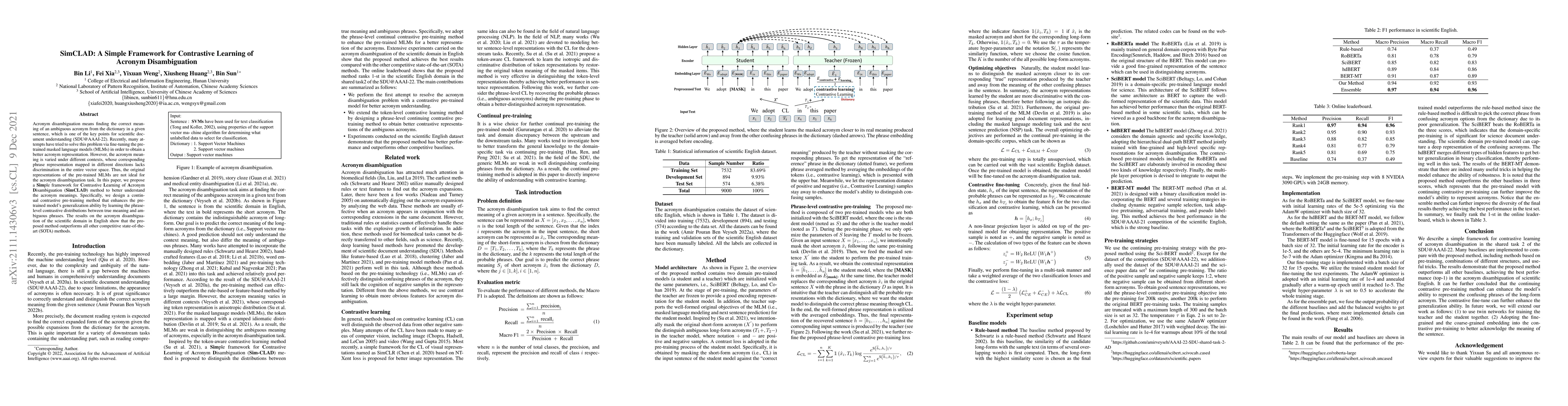 Thumbnail for SimCLAD: A Simple Framework for Contrastive Learning of Acronym
  Disambiguation