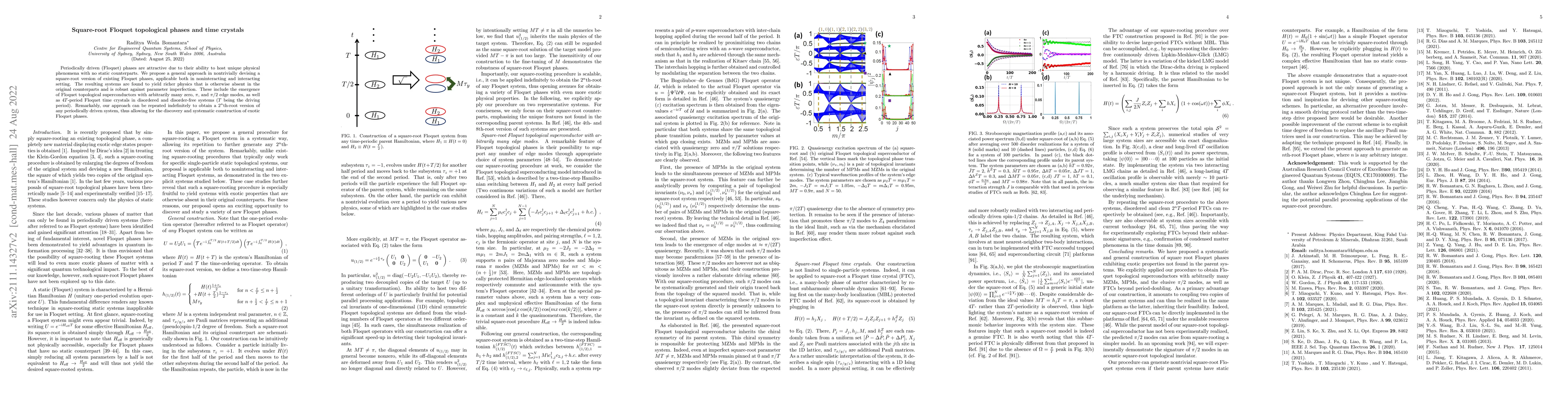 Thumbnail for Square-root Floquet topological phases and time crystals