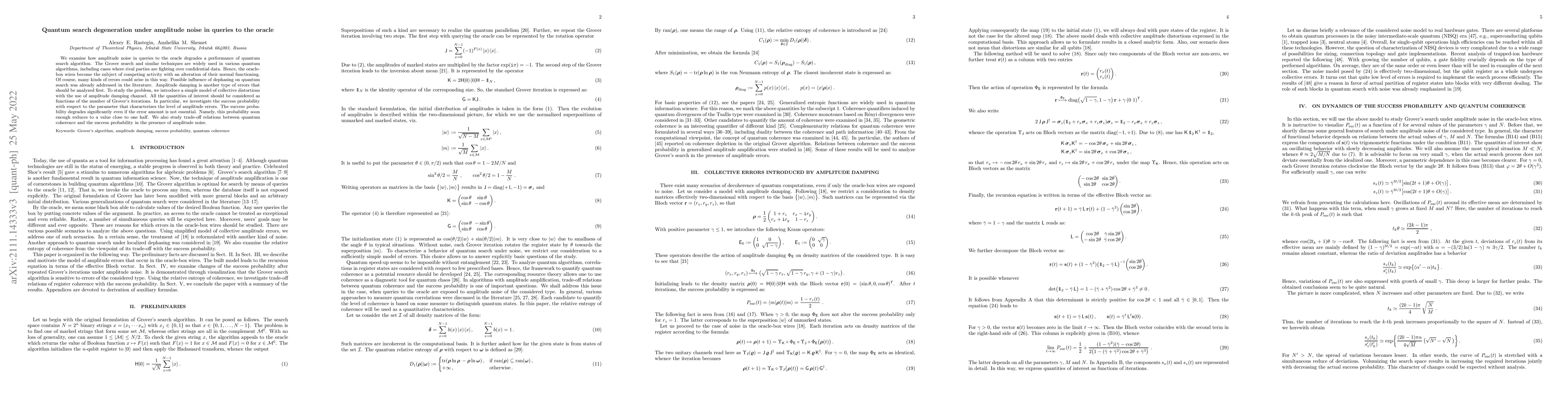 Thumbnail for Quantum search degeneration under amplitude noise in queries to the
  oracle
