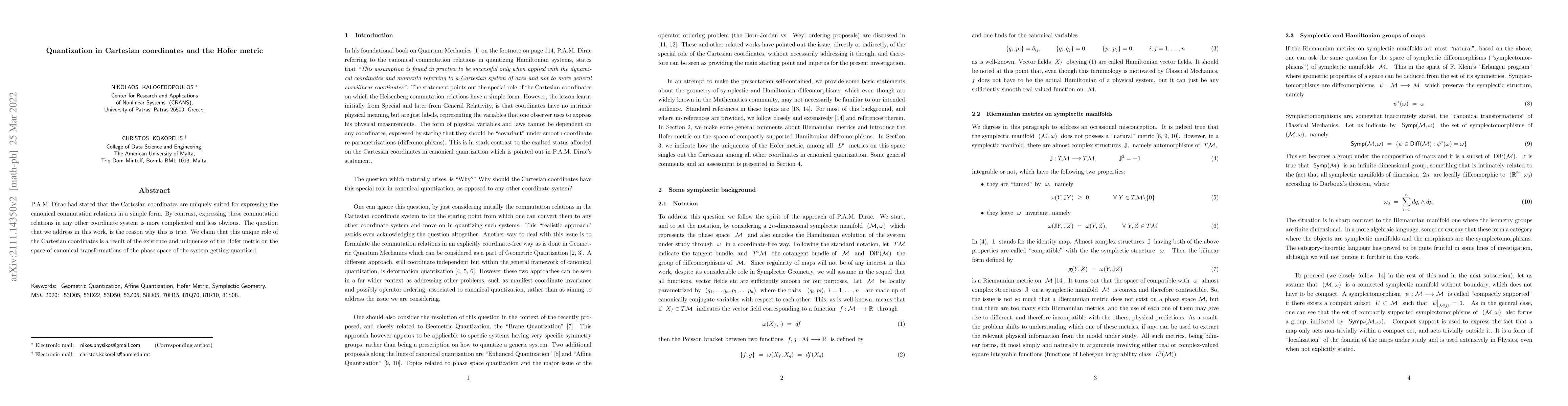 Thumbnail for Quantization in Cartesian coordinates and the Hofer metric