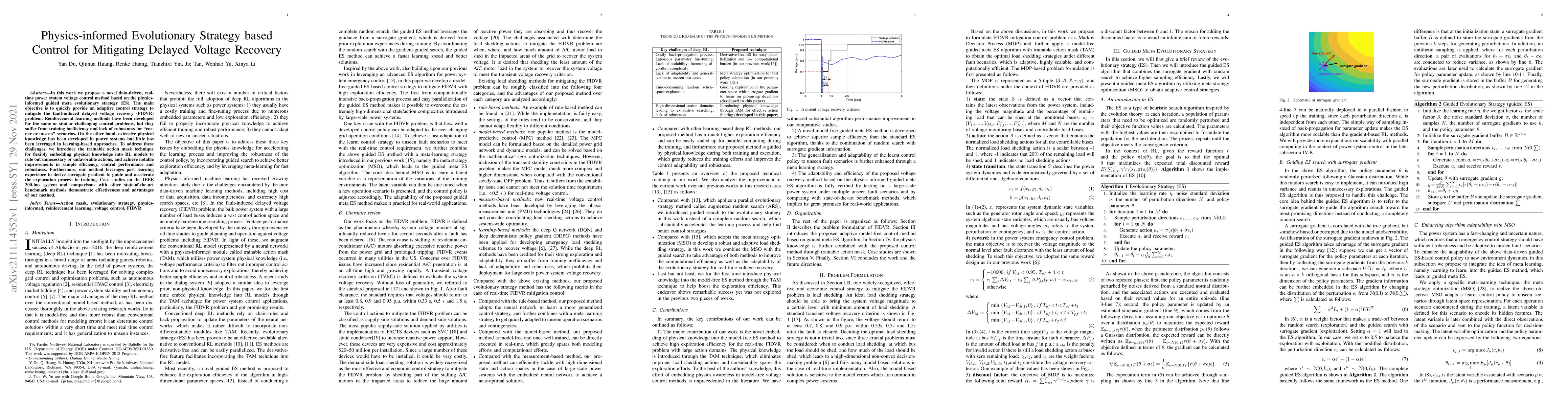 Thumbnail for Physics-informed Evolutionary Strategy based Control for Mitigating
  Delayed Voltage Recovery