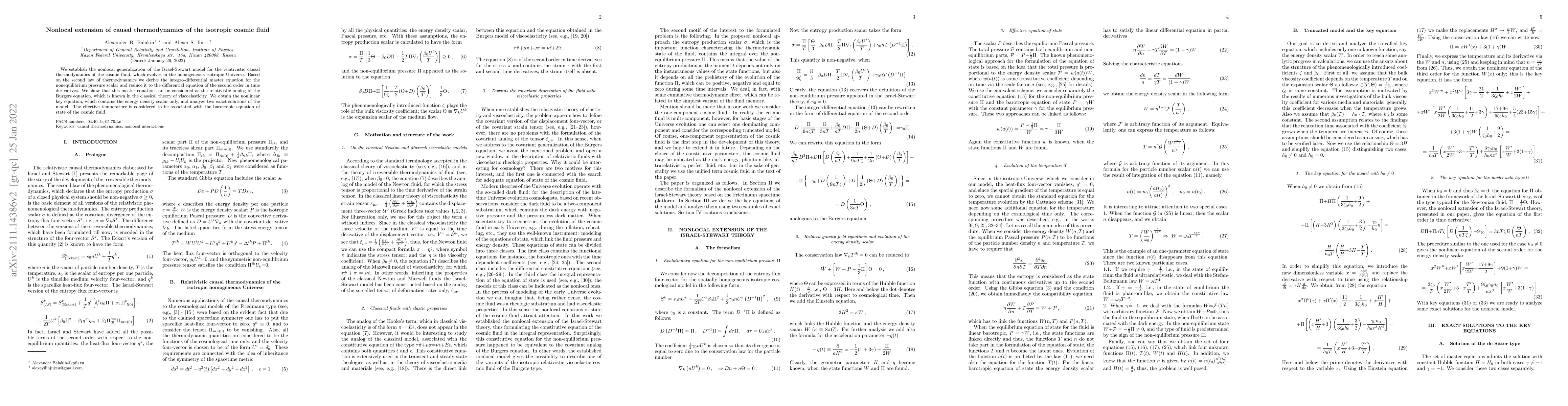 Thumbnail for Nonlocal extension of causal thermodynamics of the isotropic cosmic
  fluid