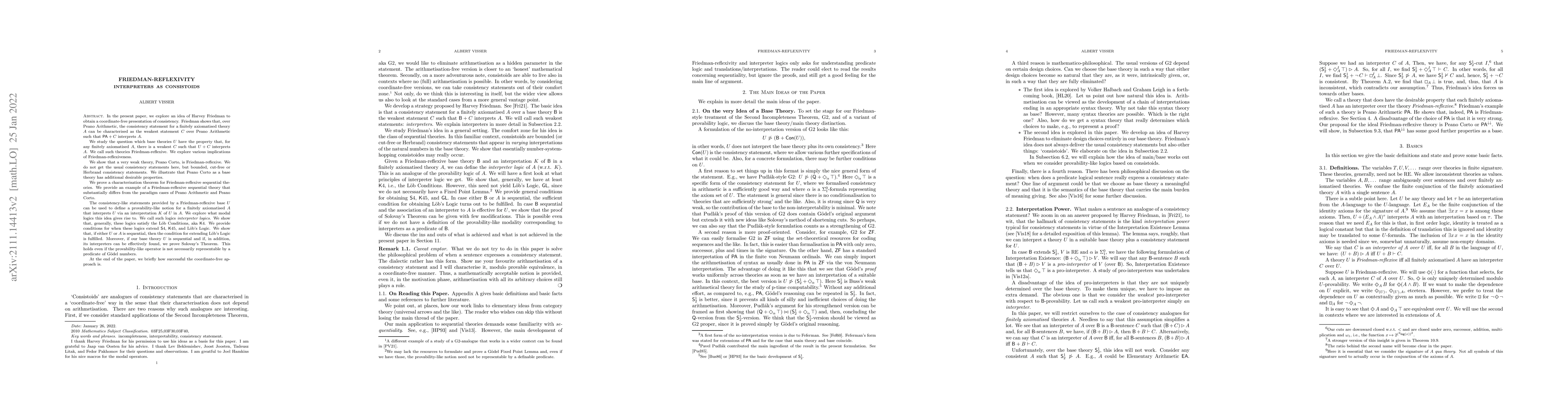 Thumbnail for Friedman-reflexivity: interpreters as consistoids