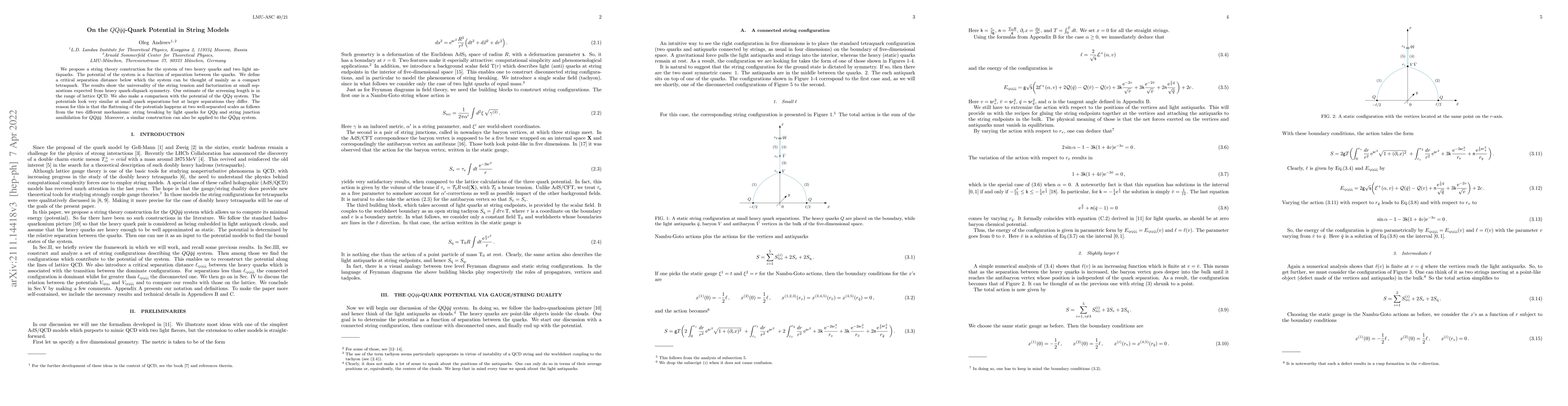Thumbnail for On the $QQ\bar q\bar q$-Quark Potential in String Models