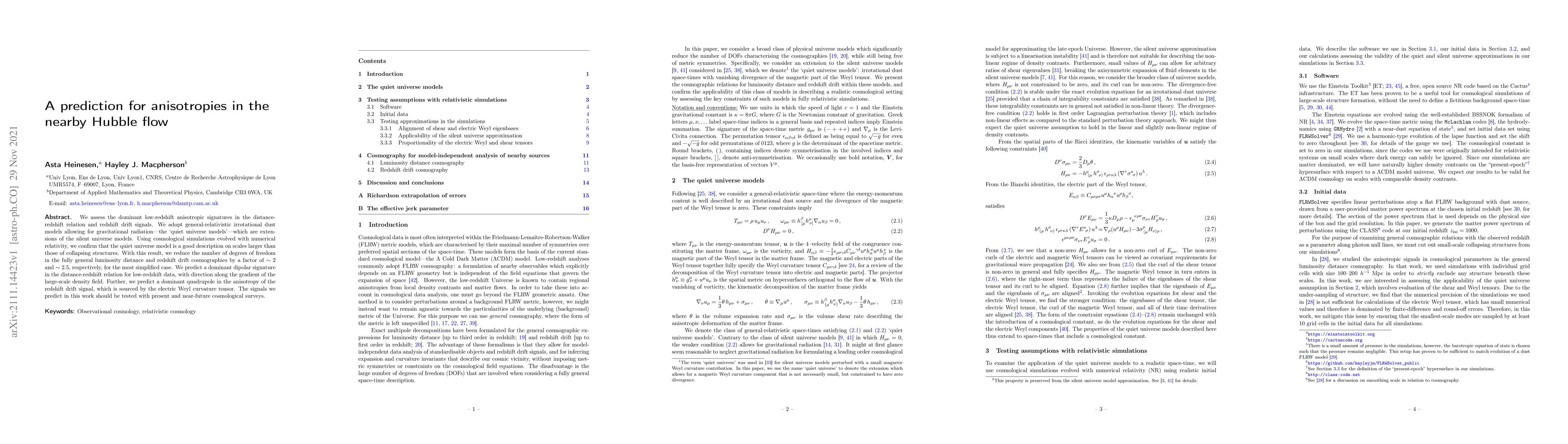 Thumbnail for A prediction for anisotropies in the nearby Hubble flow