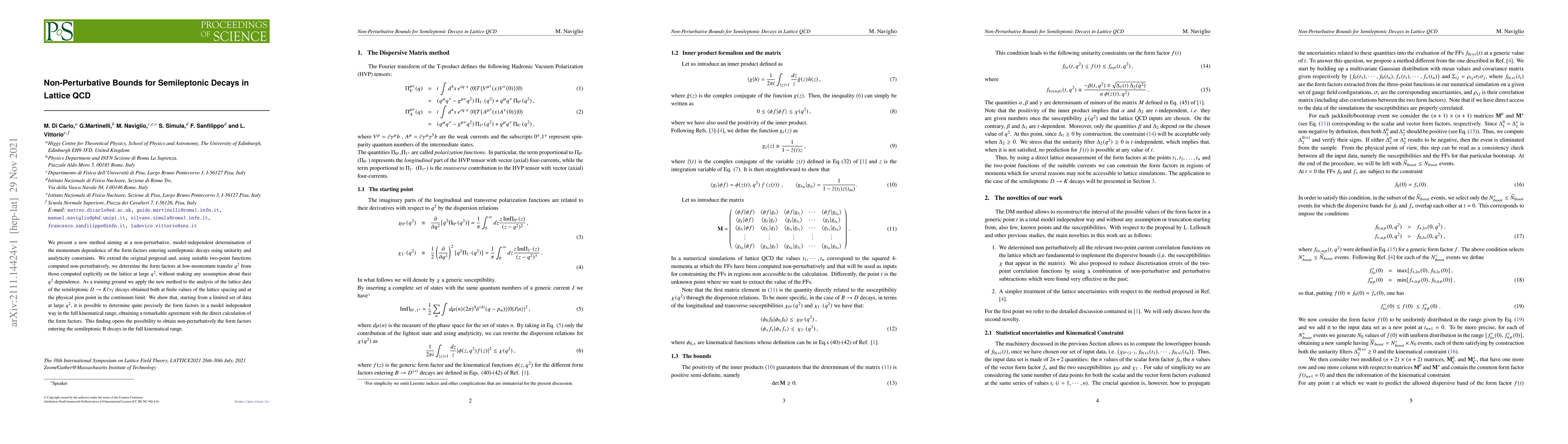 Thumbnail for Non-Perturbative Bounds for Semileptonic Decays in Lattice QCD