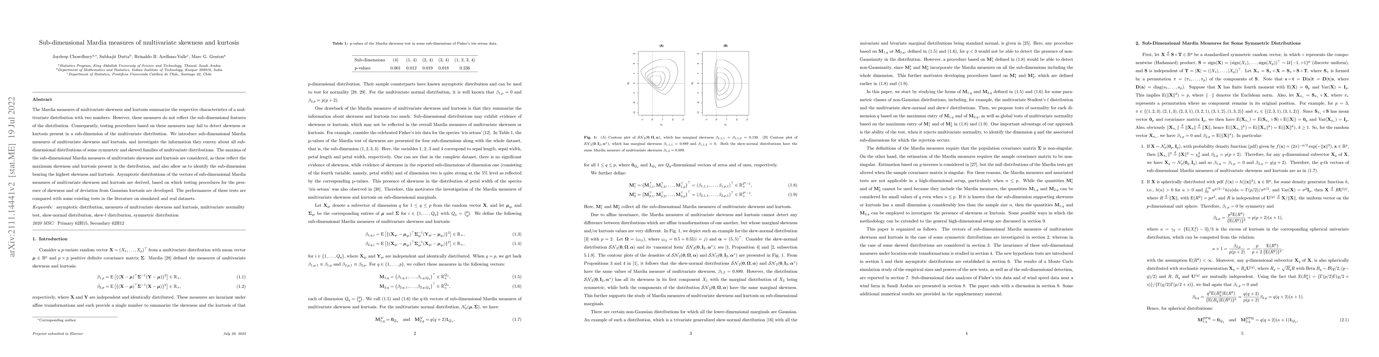 Thumbnail for Sub-dimensional Mardia measures of multivariate skewness and kurtosis