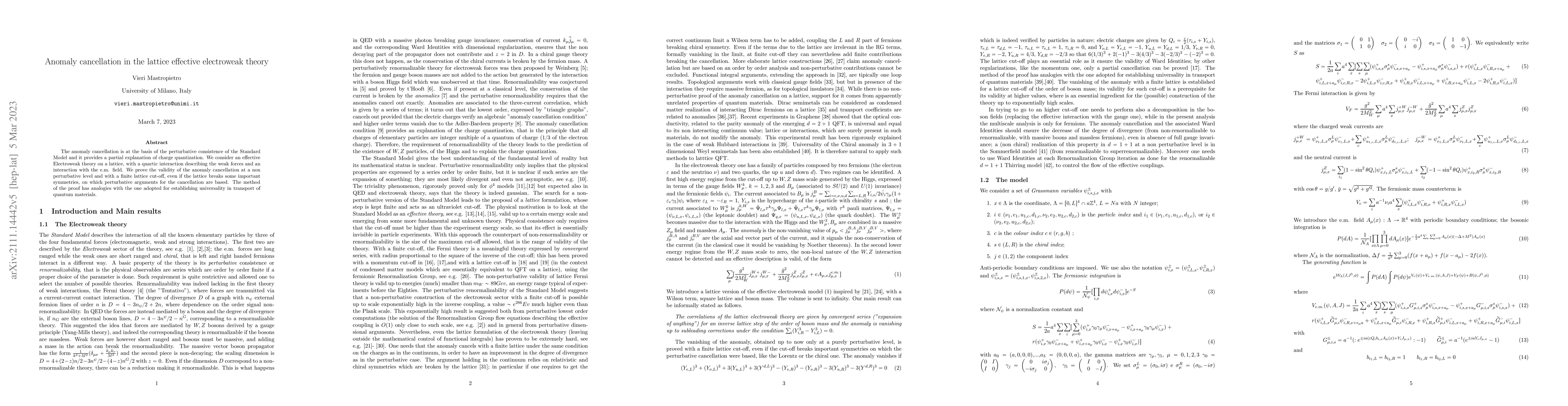 Thumbnail for Anomaly cancellation condition in lattice effective electroweak theory