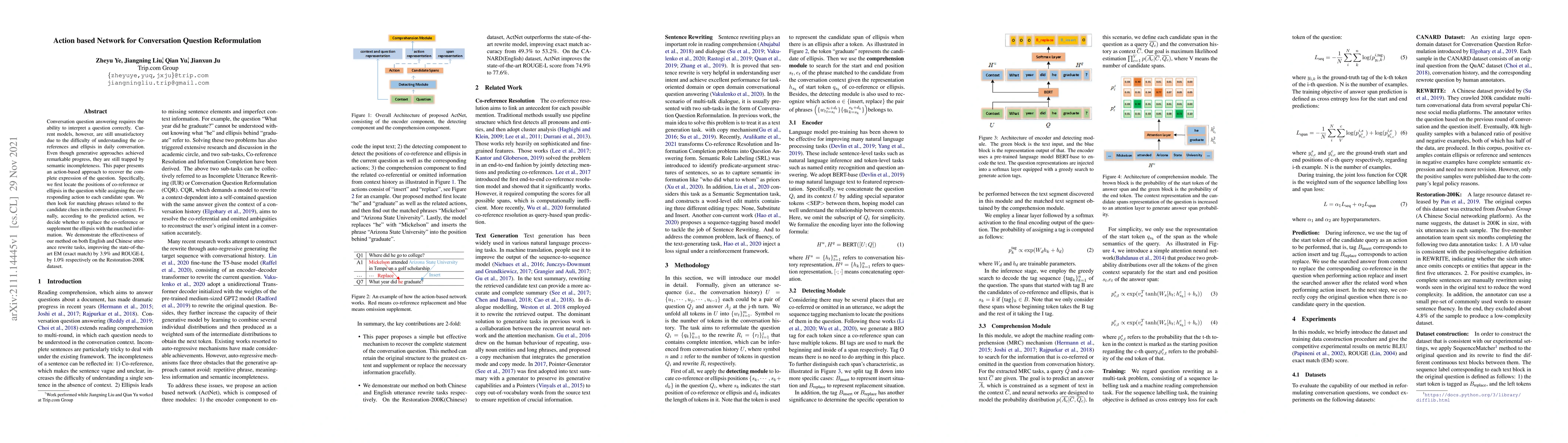 Thumbnail for Action based Network for Conversation Question Reformulation