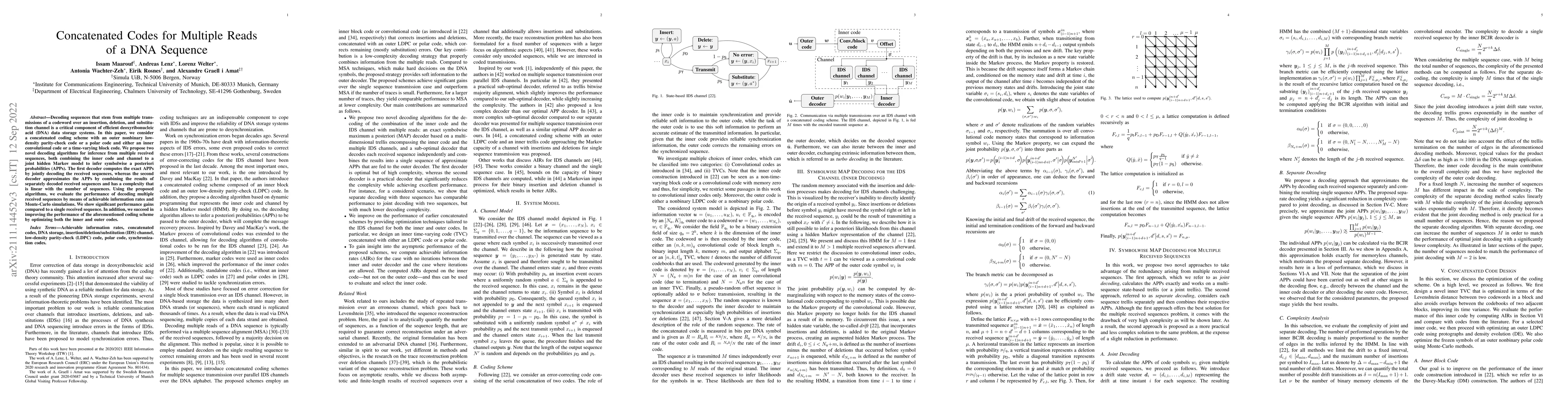 Thumbnail for Concatenated Codes for Multiple Reads of a DNA Sequence
