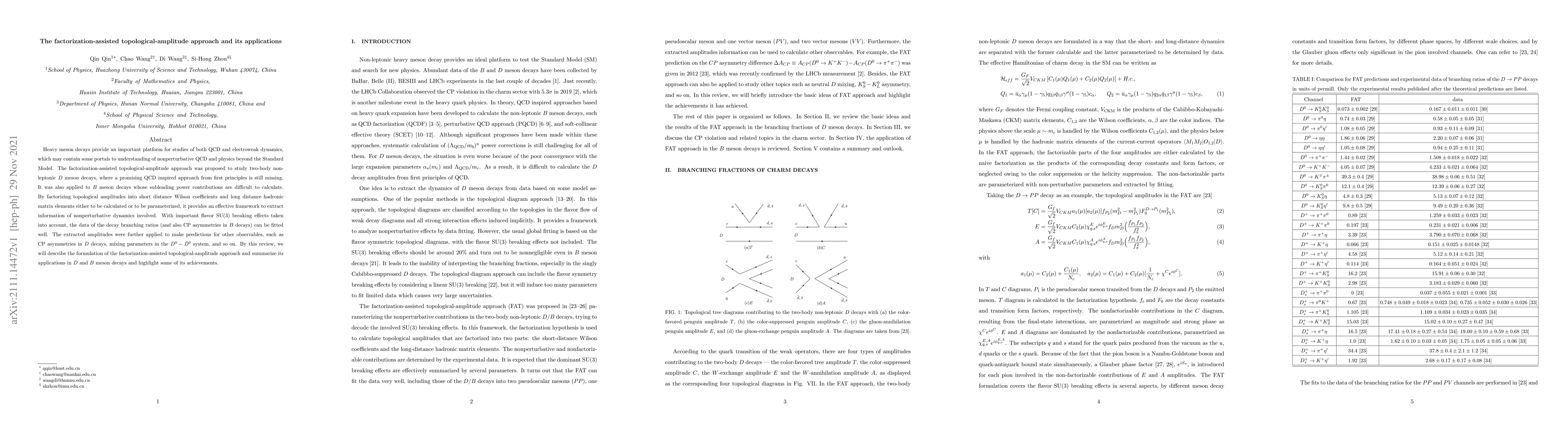 Thumbnail for The factorization-assisted topological-amplitude approach and its
  applications