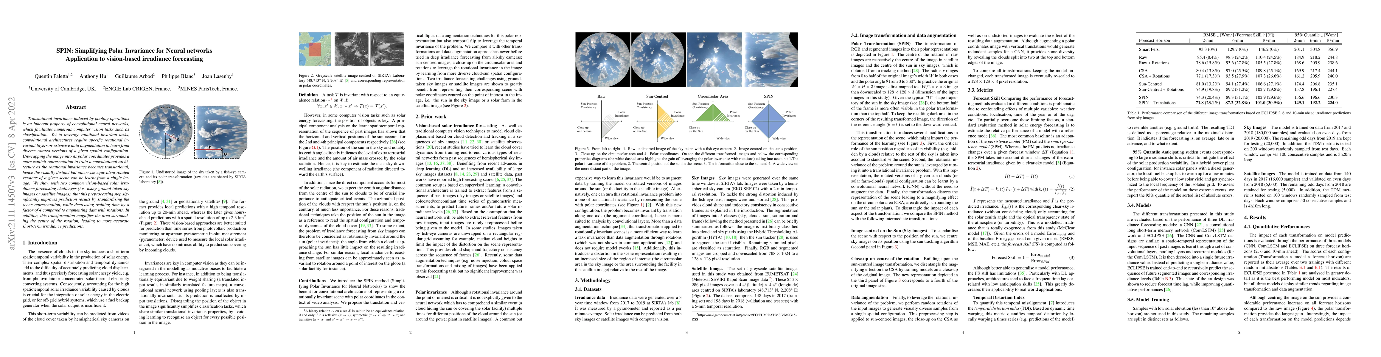 Thumbnail for SPIN: Simplifying Polar Invariance for Neural networks Application to
  vision-based irradiance forecasting