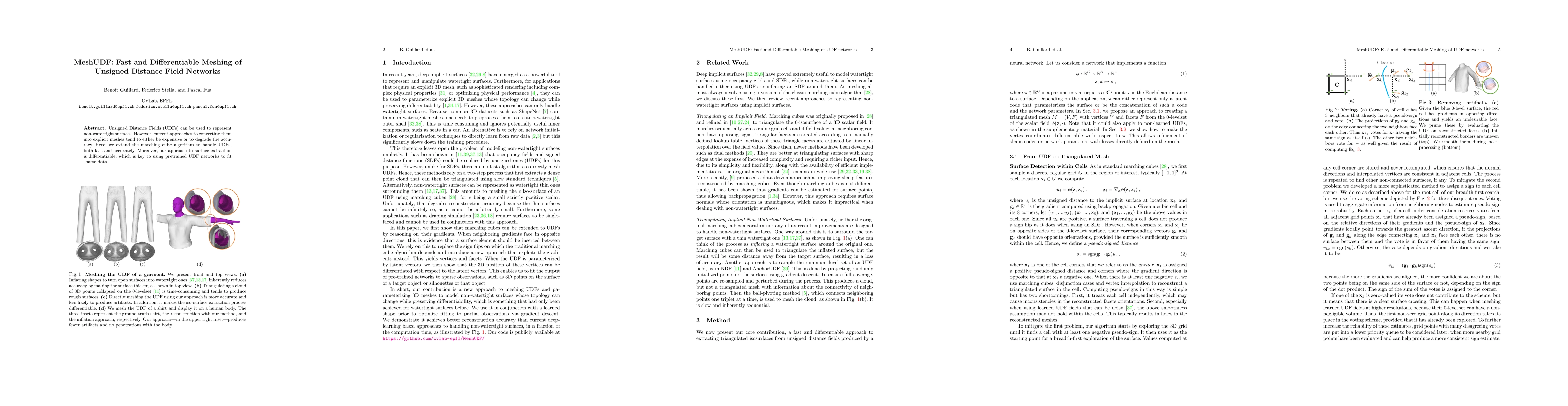 Thumbnail for MeshUDF: Fast and Differentiable Meshing of Unsigned Distance Field
  Networks